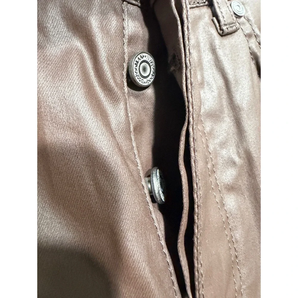 New Boohoo Man Skinny Button Fly Coated Jeans size 30 Dark Brown